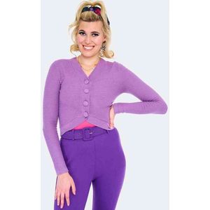Voodoo Vixen - Bolero Cropped Textured Knit Cardigan - M - Paars
