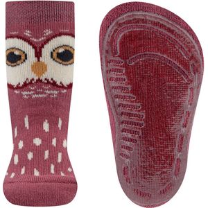 Ewers Antislipsok - Donkerroze en Beige Uil - Siliconenzool-23/24
