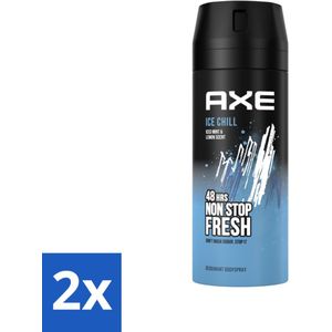 2 x Axe - Deodorant Bodyspray - 48hrs Fresh - Ice Chill - Iced Mint & Lemon - 150 ml - Deodorant - Axe - Ice Chill - Frisheid - Geur