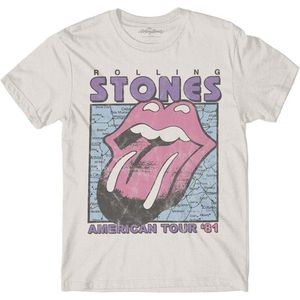 The Rolling Stones - American Tour Map Heren T-shirt - 2XL - Creme