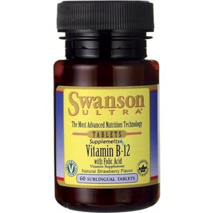 Swanson - Vitamine B-12 met Folic Acid - 1000 mcg - 60 Tabletten - Natuurlijke Aardbeismaak