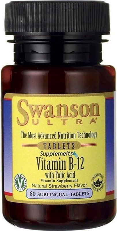 Swanson - Vitamine B-12 met Folic Acid - 1000 mcg - 60 Tabletten - Natuurlijke Aardbeismaak