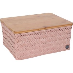 Basket rectangular copper blush large with bamboo cover