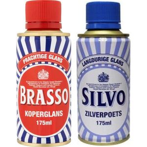 Brasso Koperpoets 175ml & Silvo silverpoets 175ml