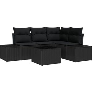 vidaXL - 5-delige - Tuin - Sofa - Set - met - Kussens - Beige - Poly - Rattan