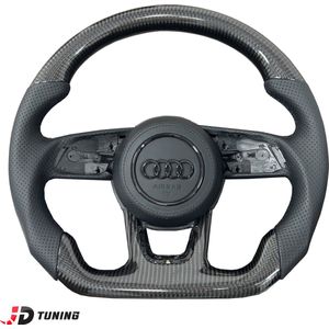 JDtuning® | Premium Custom Carbon Stuurwiel | Geperforeerd Leder | Zwarte stiksels | Airbag cover leder | Geschikt voor Audi A3/S3/RS3/A4/S4/RS4/A5/S5/RS5 | 2016 – 2024