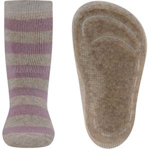 Antislipsokken Ewers - Beige met Lilapaarse Banen - Elastisch - Siliconenzool -18/19