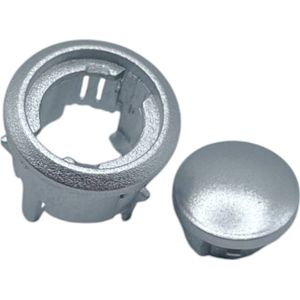 Fixem Geschikt voor Whirlpool, Ikea 481241259087, 481241129017 - Knop + knoprand voor magnetron oven - Zilver - 17 x 15,5 MM - 1 Set