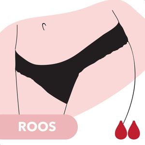 Bamboozy Menstruatie Ondergoed String Thong Maat 2XL 44-46 Zwart Period Underwear Menstrueren Incontinentie Zero Waste Roos