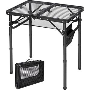 Opvouwbare campingtafel - lichtgewicht en verstelbaar - zwart - aluminium - 60 x 40 cm
