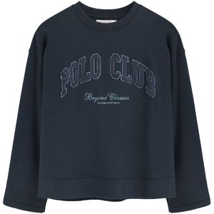 Marineblauwe sweater met loose fit en Polo Club-opdruk Established 2012