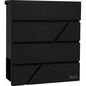 Practo Garden - Brievenbus - Wandbrievenbus - Bordeaux - Met krantenhouder - Krantenhouder - Zwart