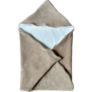 Julé Design omslagdoek beige rib / witte teddy