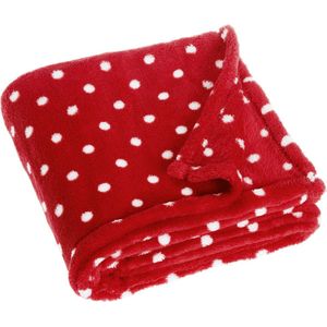 Playshoes - Fleece deken voor kinderen 75x100cm - Stippen - Rood - maat 75x100cm