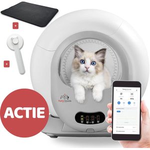 FurryGoods® Automatische Kattenbak - Zelfreinigende Kattenbak - Elektrische Kattenbak - Robot Kattenbak - XXL - Inclusief App - Inclusief Borstel - Inclusief Mat