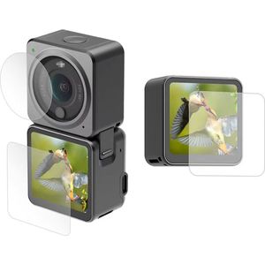 Screenprotector geschikt voor DJI Action 2 - Tempered Glass Screenprotector – 2x LCD & 1x Lens – Bescherming geschikt voor DJI Action 2 LCD & Lens – 9H Gehard Glas – Complete Set – TechDefend