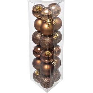 Atmosphera Kerstballen - 18ST - bronskleurig - glans en mat - D3 cm - kunststof