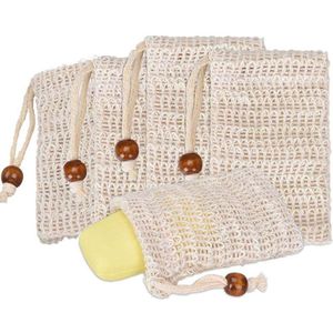 Inovra - 5 Pack Sisal Zeepzakje voor Lichaamsverzorging, Scrubbende Vezels, Organische Zeephouder voor Douche en Bad-Ervaring