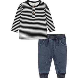 Dirkje - Bio Basic - Kledingset - 2delig - Joggingbroek - Blue jeans - Baby t-shirt ls organic cotton - Maat 74
