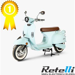 BEST GETEST - elektrische scooter - Retelli Vecchio Classico 24ah - blauw - Brom/snor - retro - incl kenteken, tenaamstelling en rijklaar maken