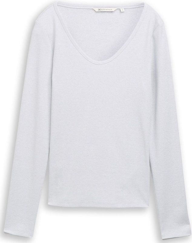 Tom Tailor Denim Slim fit shirt met lange mouwen en glittereffect