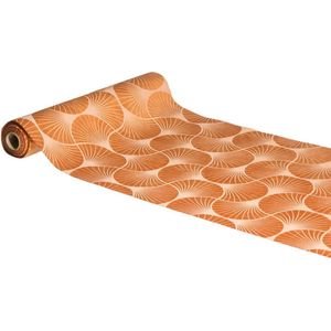 Chaks - Tafelloper op Rol - Terracotta - Ginkgo Print - 28 x 300 cm - Polyester