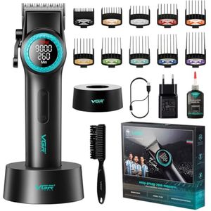 Professionele draadloze tondeuse voor mannen met LED-display en 9000 RPM