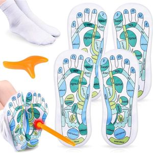 2 Paar Foot Reflexology Sokken - Acupressuur Voetmassage Katoenen Sokken met Massage Tools voor Vrouwen Voetmassage