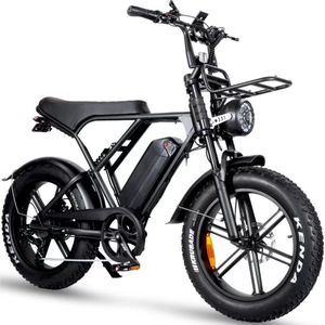 OUXI H9.3 Elektrische Fatbike - Ingebouwd Alarmsystseem - Inclusief Voorrekje - Inclusief Telefoontasje - 20 Inch - 250W Motor - 7 Versnellingen - 60 km Actieradius - Hydraulische Schijfremmen - Zwart