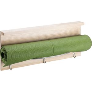 Navaris houten houder voor yogamat - 60 x 24,5 cm -Multifunctioneel, decoratief ophangrek - Van dennenhout