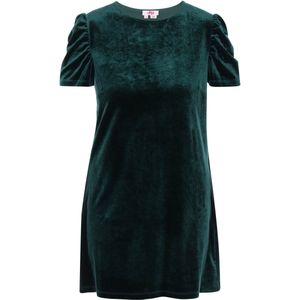 MYMO - Jurk - Donkergroen - Fluweel/Nicky Velours - Korte Mouwen