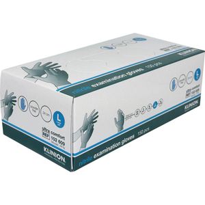 Klinion Personal Protection Ultra Comfort - Handschoenen - Nitril - Poedervrij - Maat L (Large) - Blauw - 150 stuks