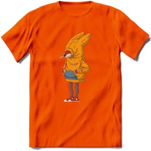 Verlegen vos T-Shirt Grappig | Dieren honden Kleding Kado Heren / Dames | Animal Skateboard Cadeau shirt - Oranje - 3XL