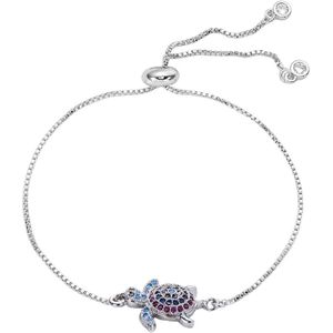 Fako Bijoux® - Dames Armband Schildpadje Strass - Verstelbaar - 14-20cm - Cadeau - Verjaardag - Vrouw - Zilverkleurig