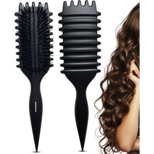Madero Curl Brush – Define Brush Curl – Krullen borstel & Stylingborstel – Voor alle haartypes – Haarverzorging – CG-methode geschikt – Curl Bounce Haarborstel – Zwart