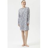 Mey - Soft Leo - Dames Slaapkleed - Deep Marine - Lange Mouw - 100% Katoen