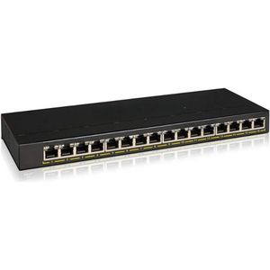 16-Poorts Gigabit Ethernet Unmanaged PoE+ Switch - 16 X PoE+ @ 183 W - Bureau- Of Wandmontage