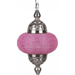 LM-Collection Casablanca Hanglamp - Ø25x49cm - E27 - Grijs/Roze - Metaal/Plastic - hanglampen eetkamer, hanglamp zwart, hanglampen woonkamer, hanglamp slaapkamer, hanglamp kinderkamer, hanglamp rotan, hanglamp hout, hanglamp industrieel