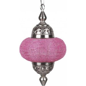 LM-Collection Casablanca Hanglamp - Ø25x49cm - E27 - Grijs/Roze - Metaal/Plastic - hanglampen eetkamer, hanglamp zwart, hanglampen woonkamer, hanglamp slaapkamer, hanglamp kinderkamer, hanglamp rotan, hanglamp hout, hanglamp industrieel