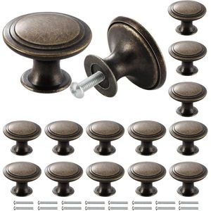 Antieke Bronzen Ladeknoppen - Vintage Kastknoppen - 16 Stuks - 30 mm