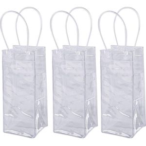 Verpakking met 3 opvouwbare transparante wijnfleszakken - draagbare eistas voor rode wijn en champagne - familiebijeenkomsten - html Content nodig .