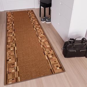 Tapiso Antislip Rubber Mat Beige Licht Bruin Klassiek Rubbermat Tapijt Maat- 80x250