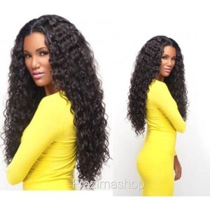 Frazimashop- Braziliaanse Remy pruik 28 inch - Haarwerken echt haar- 100% human hair - Pruik lang haar -donkerbruin water diep golf haren pruiken- Pruik dames echt haarstuk - 4x4 lace closure pruik