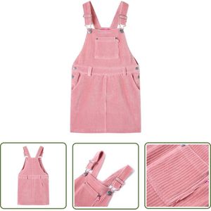 vidaXL Meisjesjurk - Kinderjurkje - Kindertuinjurk 104 ribfluweel lichtroze - Roze Jurkje - Zomerjurkje - Kindermode