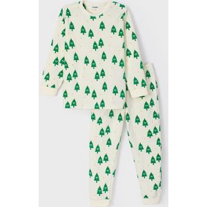 Woody - Unisex Pyjama Kerstcollectie - Ecru Kerstboompjes