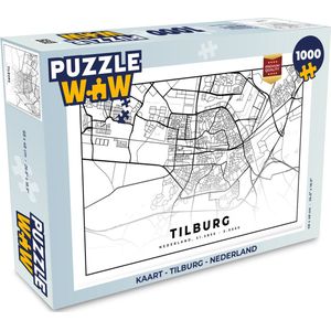 Puzzel Kaart - Tilburg - Nederland - Legpuzzel - Puzzel 1000 stukjes volwassenen