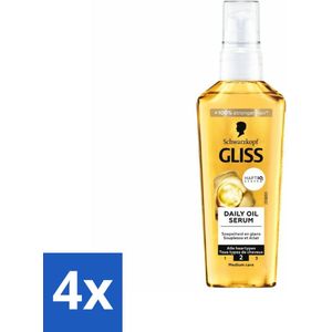 Gliss - Daily Oil Haarserum - Dagelijkse Haarverzorging - 75 ml - Voordeelverpakking - 4 stuks