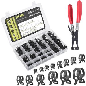 Variety Set of 345 Hose Clamps with 14 Sizes for Secure Connections - 5-22 mm Low Pressure Hose Clamps