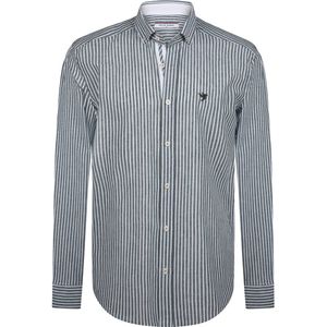 Felix Hardy Overhemd - Gestreept - Poplin Katoen Linnen - Lange Mouw Heren Khaki - M