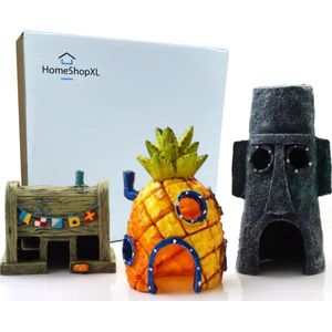 Aquarium Decoratie - Ornamenten - Set van 3 - Spongebob